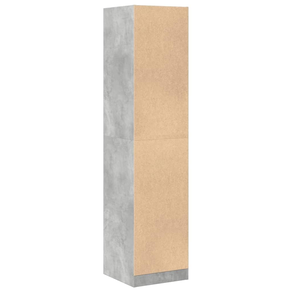 Engineered Wood Pantry Cabinet with 4 Drawers, Concrete Gray | Measures 15.7x16.1x68.7 inches, providing slim vertical storage for kitchens, living rooms, and home offices.