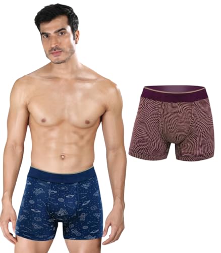 Image of DEON Pack of 2 Micromodal Luxury Print Trunk for Men | Non Itch No Chaffing Sweat Proof