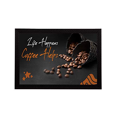 Image of eCraftIndia Life Happens Coffee Helps Motivational Quote Satin Matt Texture UV Art Painting