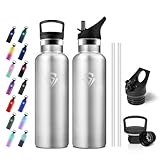 JAPORIA Borraccia Termica 500ml, Bottiglia Acqua senza BPA, Isolamento Termico a Doppia Parete, Borraccia con Cannuccia per Scuole, Viaggio, Uffici