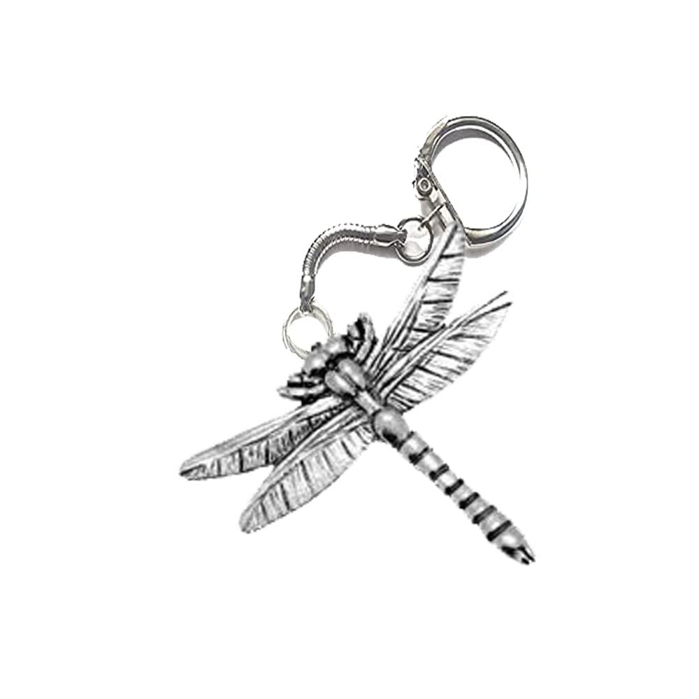 Prideindetails Silver Dragonfly Pp-A30 Made Of Fine English Pewter On A Snake Keyring