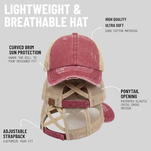 Image of Funky Junque Womens Baseball Cap Dad Hat Ponytail Messy Bun Trucker Ponycap