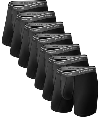 Image of BAMBOO COOL Men's Underwear Breathable Boxer Briefs with Fly Moisture-Wicking Lightweight Underwear 7-Pack