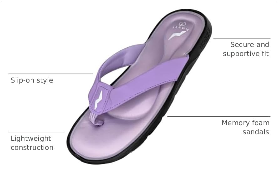 Image of NORTY Women's Memory Foam Flip Flops, Slides & Sandals, Runs 1 Size Small