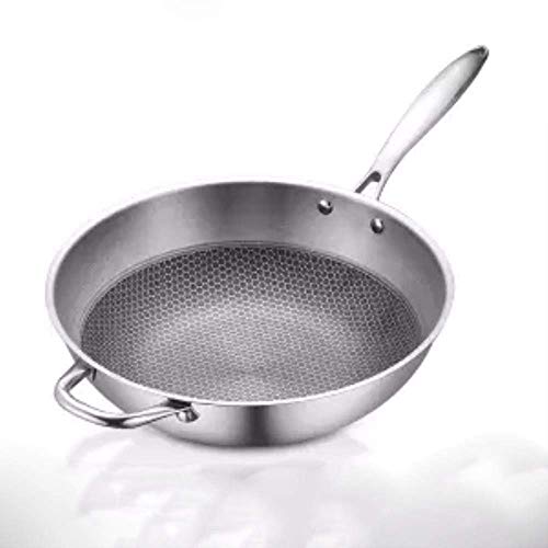 Edelstahl Pan Uncoated Antihaft-Wok Pan Gas Cooker Haushaltstopf aus Gusseisen Wok Induktions-Pan Pot Kochen, 34cm Zuhause (Color : 34cm)