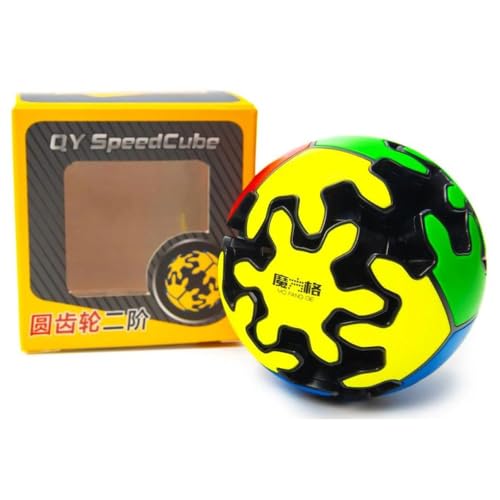 Image of QiYi Gear Ball 2x2 Tiled Speed Cube | Spherical Cogwheel Gear Mechanism Puzzle | Durable Stickerless Tiled Design, 68mm Circular 2x2x2 Brain Teaser Puzzle