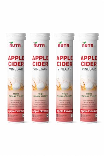 Image of Apple Cider Vinegar Effervescent Tablets for Daily Wellness | Apple Flavour | With Mother Vinegar, Pomegranate Extract, Vitamin B12 & Vitamin B6 | 60 Effervescent Tablets