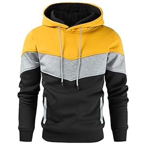 Gesean Men’s Novelty Color Block Pullover Fleece Hoodie Long Sleeve Casual Sweatshirt with Pocket