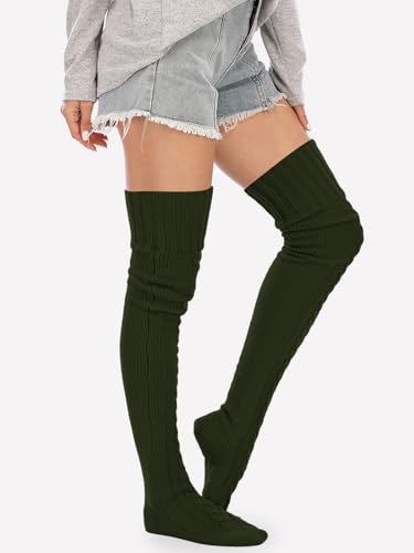 Image of YELAIVP Women's Cable Knitted Thigh High Boot Socks Extra Long Winter Stockings Over Knee Leg Warmers