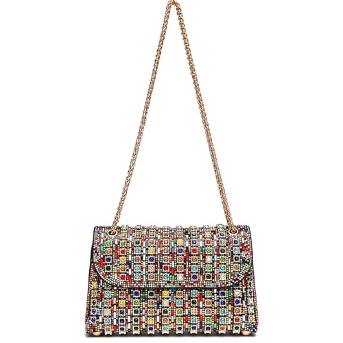 Image of Flower Rhinestone Crystal Clutch Purse Shoulder Bag Sparkling Evening Bag for Wedding Prom Party Bride Guest