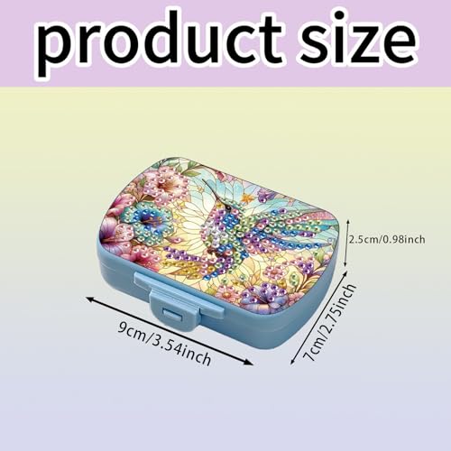 Image of ARTopet Diamond Art Painting Mini Storage Box with 6-Grid Creative Design Compact Portable Small Case for Purse Travel Daily (Hummingbird)