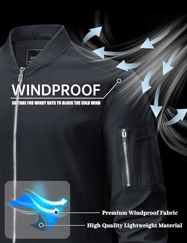 MAGNIVIT Men's Lightweight Bomber Jacket Windbreaker Casual Fall Spring Outdoor Coat3