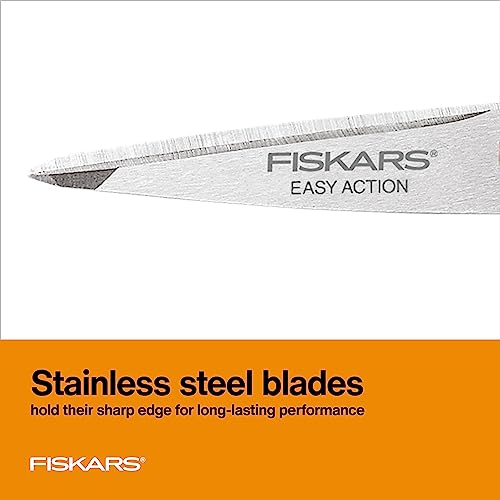 Fiskars Razoredge Micro-Tip Easy Action Scissors - 5" Stainless Steel Shears - Fabric Scissors All Purpose For Arts And Crafts - Orange #TOP1