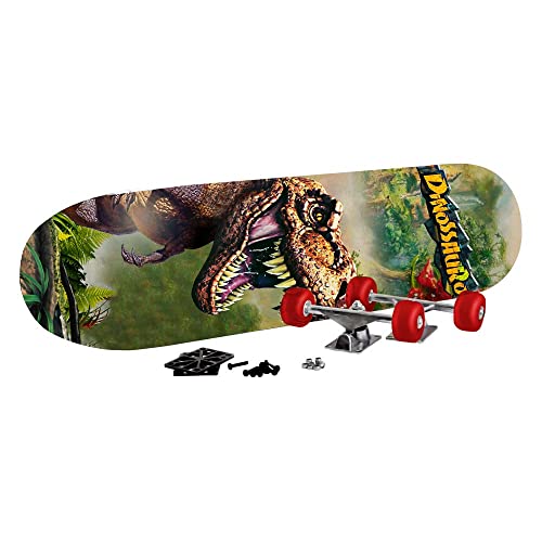 Skate Infantil Dinossauro Madeira 78,5cm até 70kg, DM Radical