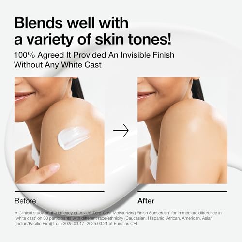 Anua Zero-Cast Moisturizing Sunscreen SPF 50, Glow Natural Sunscreen for face, No White Cast, Hyaluronic Acid, Niacinamide, Oil-Free, Korean Skincare, 1.69 fl.oz - Image 5