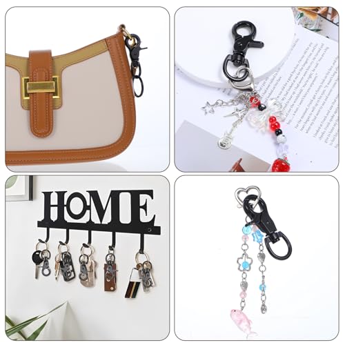JIEYAO 6 Stück Karabinerhaken mit Drehgelenk,Zinklegierung Karabiner Hundeleine mit Schlüsselanhänger Robust Scherenkarabiner Wirbelkarabiner Schwarz Bolzenkarabiner für Hundeleine Schlüssel Gepäck