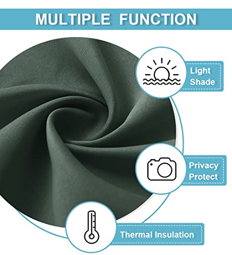 RYB HOME Room Darkening Curtains 108 inches Length 2 Panels Set, Privacy Assured Blackout Window Covers Thermal Insulated Rod Pocket Drapes for Living Room, 52 x 108 inch, Dark Green