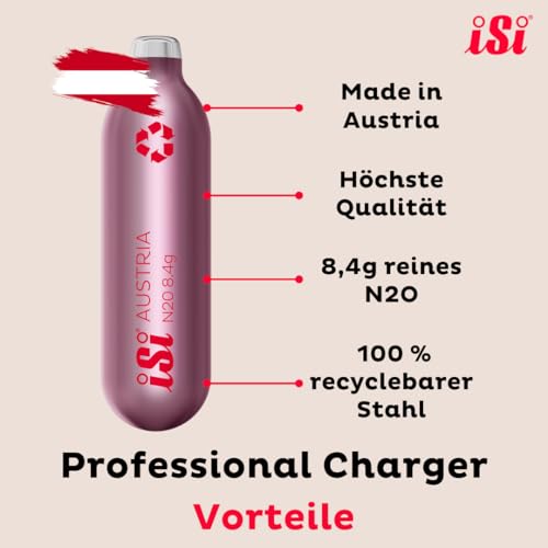 Foto von iSi Sahnekapseln für Sahnespender, Professional Charger, 10 Stück, Recycelbare N2O Sahne Kapseln für iSi Sahnespender, HACCP-zertifiziert, Lila, 10er-Packung