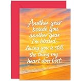 Glückwunschkarte zum Hochzeitstag, wunderschöner Sonnenuntergang mit herzlichen sentimentalen süßen Worten für Ehefrau, Freundin, Freund, Ehepartner, innen unbeschriftet