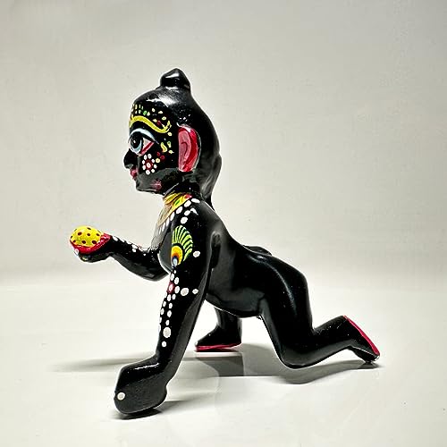 Estatua Laddoo Gopal de Latón Negro 10 cm miniatura 6