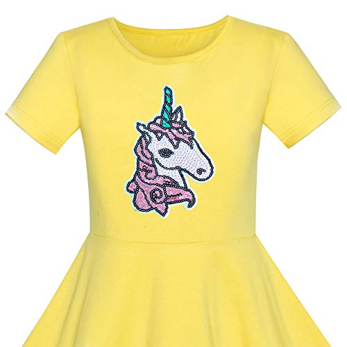 Image of Sunny Fashion Girls Dress Colorful Striped Knitted Cotton Stretch School