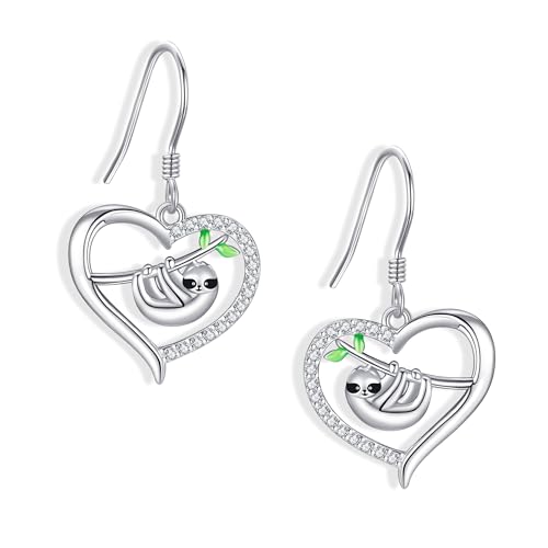 Boucles d'oreilles paresseux pendantes argent pour un style bohème décontracté