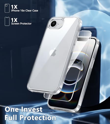 Image of FNTCASE for iPhone 17e & iPhone 16e Case Clear: Phone Cases Compatible with Magsafe Slim Anti Yellowing Military Grade Drop Protection Rugged Shockproof Protective Transparent Phone Cover (B-Clear)