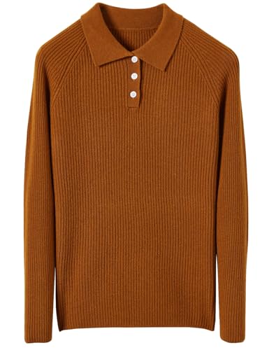 Women's 100% Merino Wool Sweater 2025 Fall Winter Polo Neck Long Sleeve Warm Soft Knit Pullover Sweater