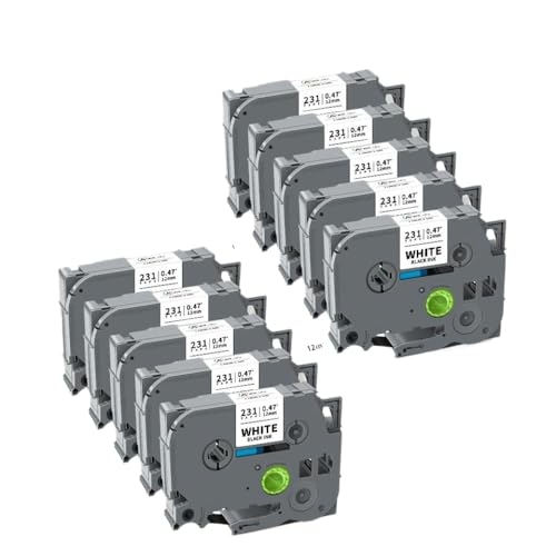 Ruban tze 231 compatible pth110 cassette etiquette 12mm noir sur blanc tze631