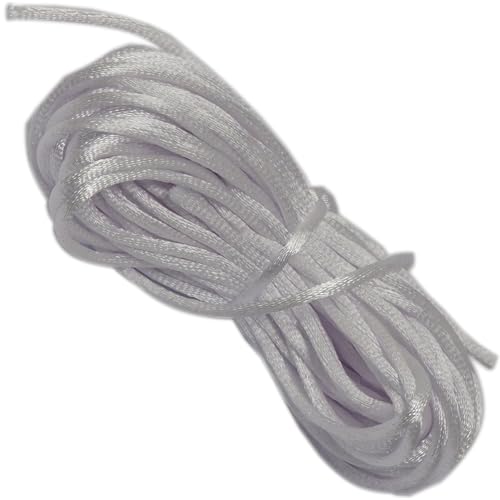 Cordón Cuerda Hilo Cola de Ratón Satinado Material para Abalorios Manualidades Bricolaje Trabajos Manuales Bisuteria Kumihimo Rat Tail Cord 10 Metros Ancho 2 mm Blanco