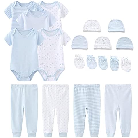 Chamie Unisex Baby Short Sleeve Bodysuits Newborn Clothes Cotton Preemie Layette Set Cover