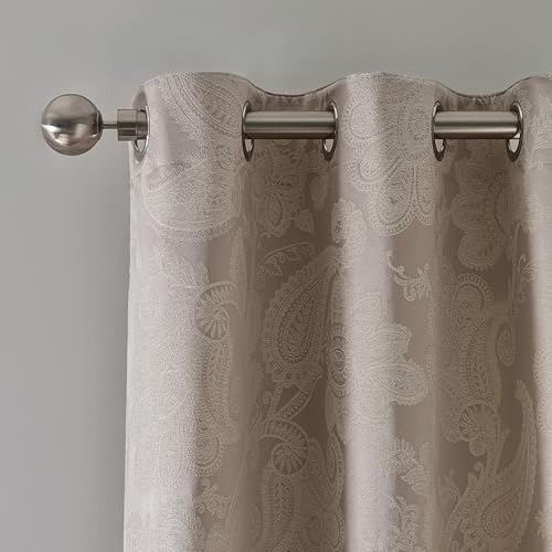 Catherine Lansfield Opulent Jacquard 66x90 Inch Lined Eyelet Curtains Two Panels Champagne Gold