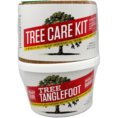 Tanglefoot Tree Care Kit Sticky Tree Wrap & Applicator | Non-Toxic Outdoor Barrier for Crawling Insects | Includes 15oz Tree 3 x50 Tree Wrap & Applicator Tool