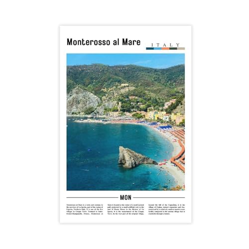 Décoration murale Monterosso Al Mare Italie affiche vintage sans cadre 61x7.6cm