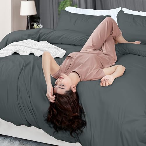 Utopia Bedding Duvet Cover Full Size - 3 Piece with Zipper Closure - 1 Comforter Cover 80X90 Inches & 2 Pillow Shams 20X26 Inches (Grey) Comforter Not Included