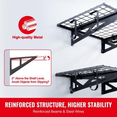 Happybuy Garage Storage Shelving, 2 Pack, 3 x 2 ft Heavy Duty, 500 lbs Load Capacity (Total), Wall Mounted, for Storage Areas