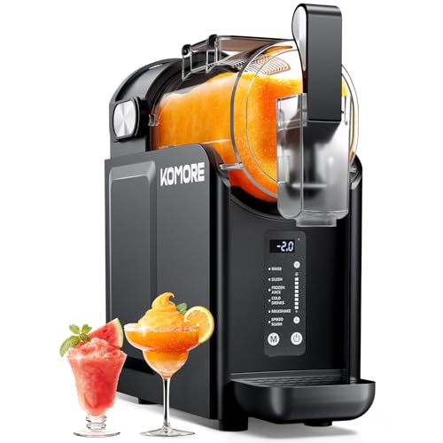 KOMORE Slush Machine, 2L Slushie Maker Machine, No Ice Needed, 5 Preset Modes, Self-Cleaning, Adjustable Thickness, Frozen Drink Maker for Slush, Milkshake, Cocktail Christmas Party