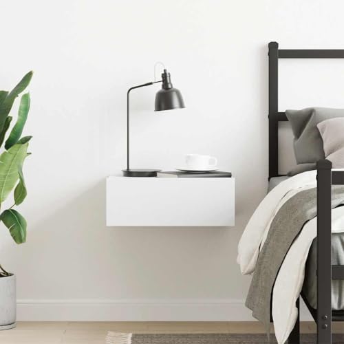 Table de chevet flottante blanche pour optimiser les petits espaces de nuit