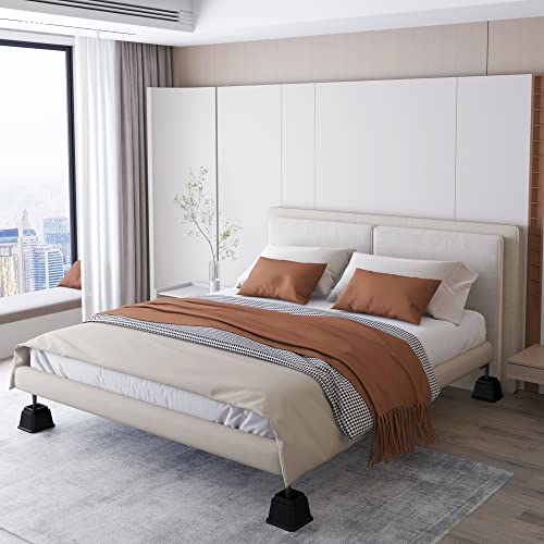 Napnapday Bed Risers 4 Inch Heavy Duty 4 Pack Bed Furniture Elevators, 1,500 Lbs Lifts Up Riser For Sofa And Table, Black #TOP5