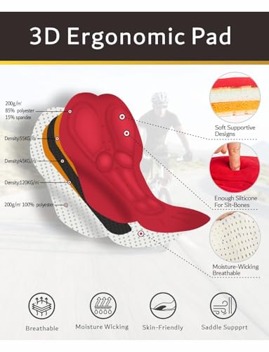 Image of Przewalski Men's 3D Padded Cycling Bike Bib Shorts, Excellent Performance and Better Fit