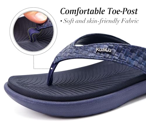 Image of KuaiLu Womens Flip Flops Arch Support Yoga Mat Cushioned Thong Sandals | Ladies Comfortable Walking Slides For Plantar Fasciitis Slip On Indoor Outdoor For Summer