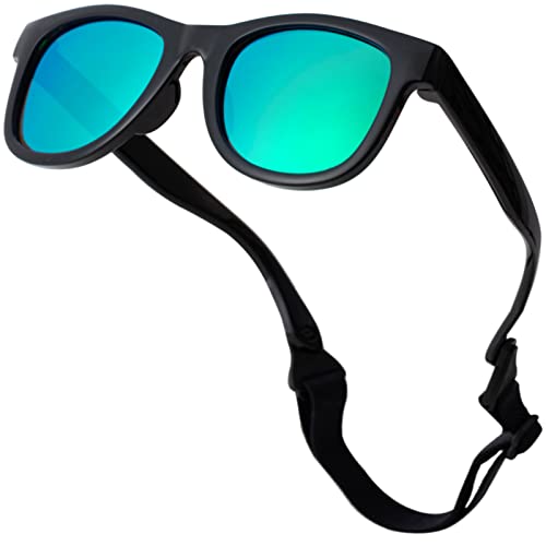BOBLUEON Flexible Polarized Infant Baby Sunglasses with Strap for Newborn Toddler Boys Girls Age 0-24 Months