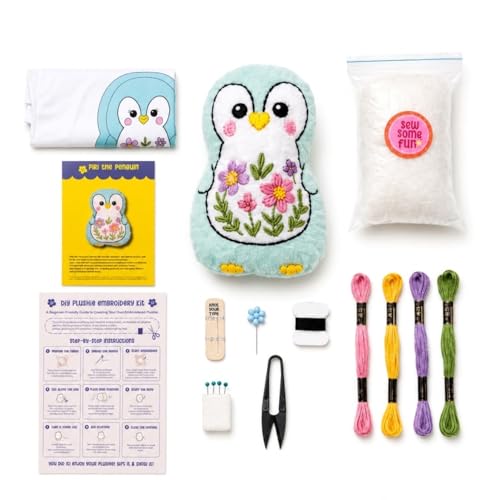 Image of KNOT YOUR TYPE DIY Plushie Kit - Piri The Penguin | Beginner Friendly Sewing & Embroidery Kit | Complete Craft Kit with Hoop, Fabric, Threads & Tools | Cute Handmade Gift & Hobby Kit
