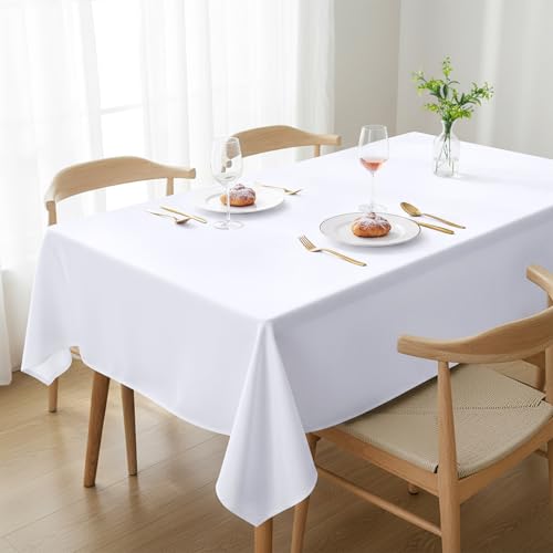 Utopia Kitchen Nappe Rectangulaire - 152 x 213 cm (Lot de 2, Blanc) Lavable en Machine Housse de Table pour Les Fêtes, Les événements, Les Mariages et Les Restaurants...