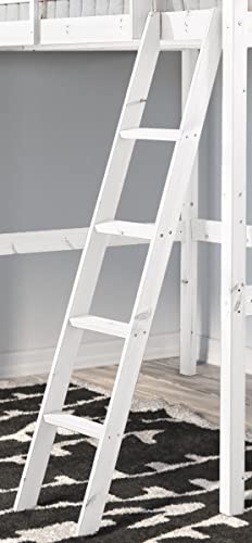 Escalera de litera de madera de pino de Strictly Beds and Bunks, escalera de litera de repuesto, escalera inclinada de madera maciza de pino, natural, blanco, negro o gris (blanco)