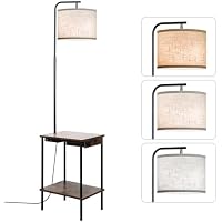 Eoeyyoyb Floor Lamp with Table & Drawers USB Charging Port, Power Outlet & Shelves, 3-Color Temperature LED Bulb (Yellow)
