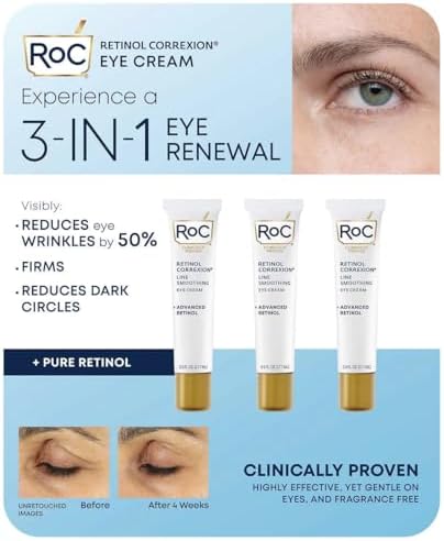 Eye See RoC Line Smoothing Eye Cream, 0.6 Fluid Ounce (Pack of 3)