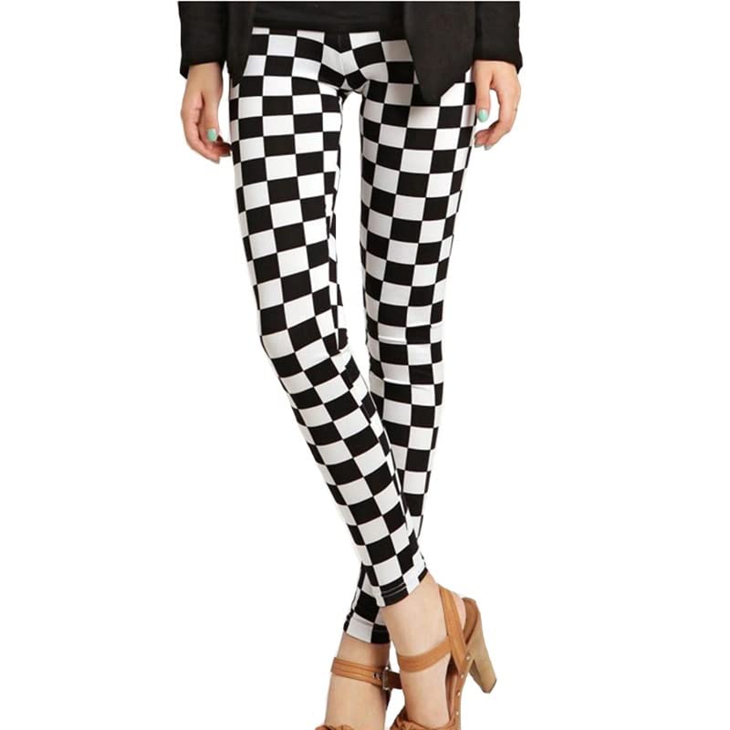 LYDHDY Graffiti Leggings Floral Estampado Estampado Leggins for Mujeres Leggings Houndstooth Venta Diseño Elástico Leggins Vintage (Color : Grid, Size : M)