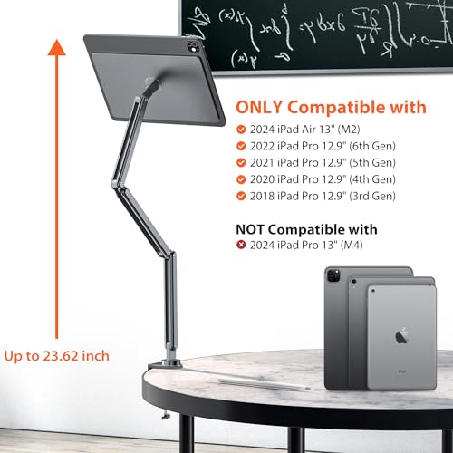 Image of Magnetic iPad Stand, KU XIU 360 Rotation Adjustable Tablet Holder for Desk, Foldable Metal Stand Compatible with iPad Pro 11 Inch 1st /2nd /3rd Gen, iPad Air 4th, iPad Air 5th(Gray)