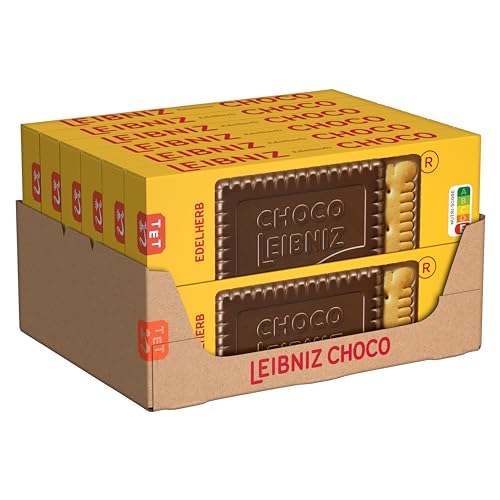 LEIBNIZ Choco Edelherb 12er Pack knusprige Butterkekse eingebettet in Zartbitterschokolade Großpackung als Vorrat oder zum Verkauf (12 x 125 g)